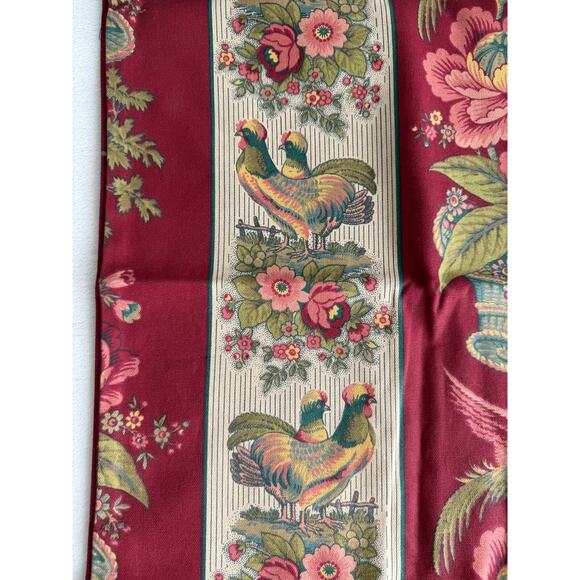 Waverly‎ Rooster Red Burgundy Table Runner Tassels Farmhouse Country Dining - Picture 2 of 10